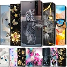 Кожаный чехол-книжка для Alcatel 1L 1S 2021, чехол-книжка, Кошелек, Чехол-подставка для телефона для Alcatel 1S 2019 2020, чехол с аниме цветочным котом