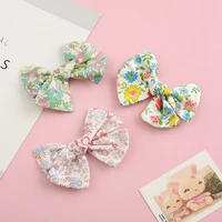cn baby girls cotton hair clips big bows floral printing hairpins children spring summer barrettes boutique hair accessories