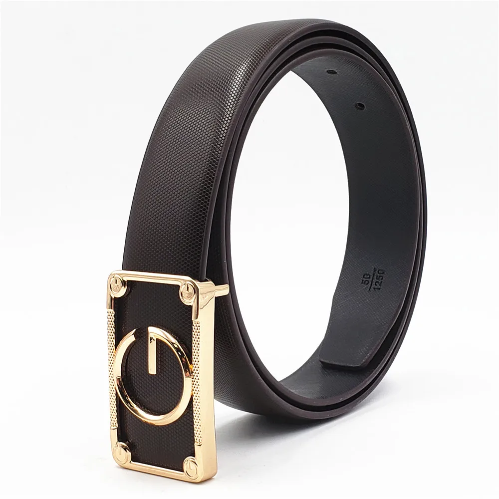 Новинка 2019 модные мужские ремни из натуральной кожи дизайнерские с G-пряжкой для