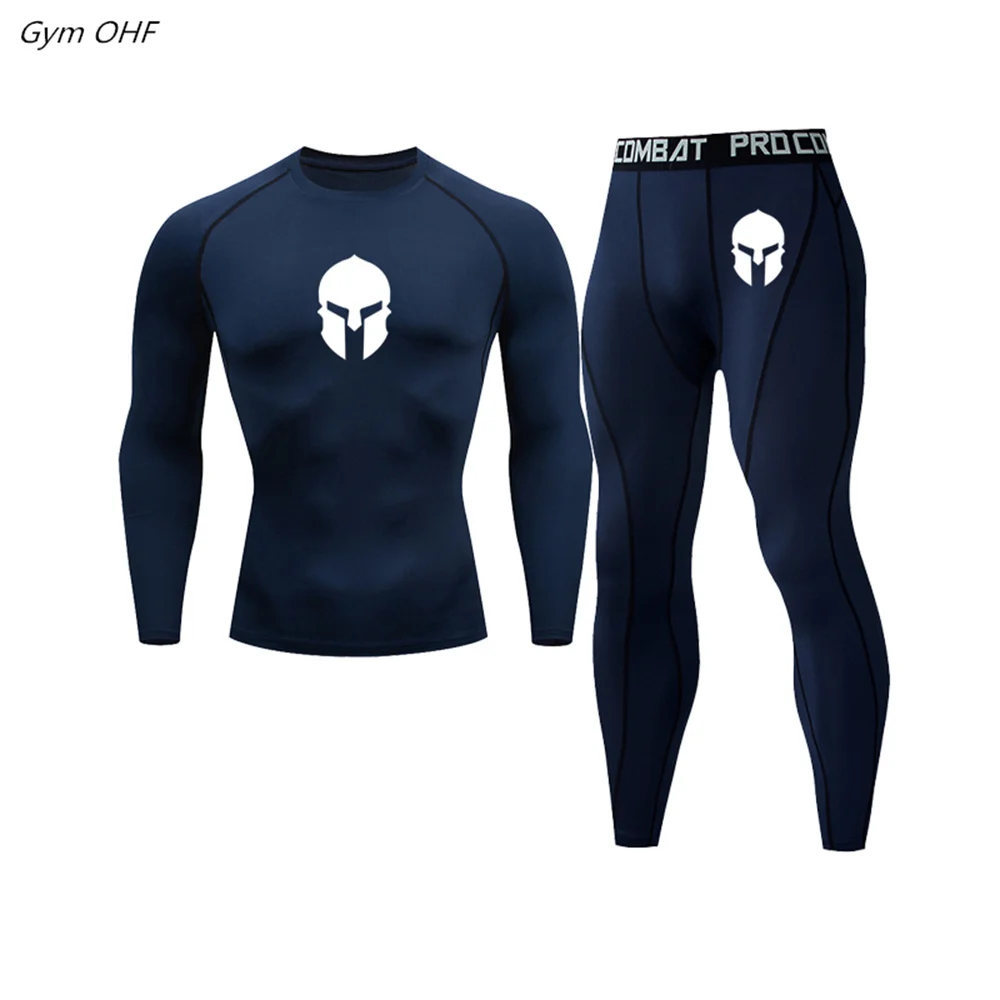 Gym Fitness Men Tracksuits Running Set Jiu Jitsu BJJ MMA Rashguard Mens Boxing Jerseys Quick Dry Joggers Training T Shirts Men