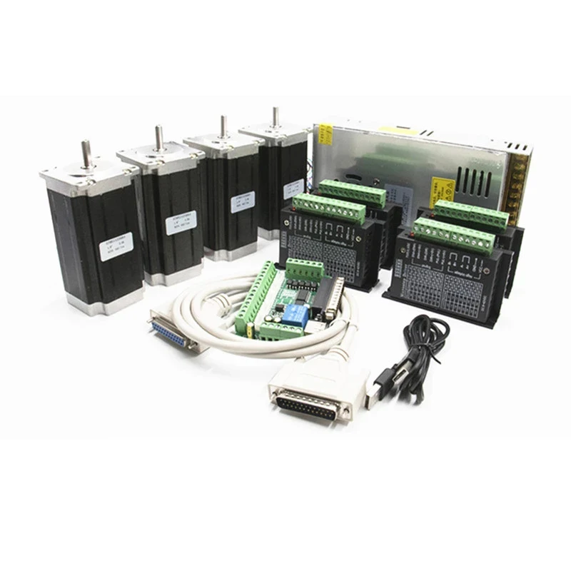 ЧПУ-роутер с 4 осями: Серводвигатель kitTB6600 + коммутационная плата mach3 + источник питания 350W36v + крутящий момент 2,5 нм 357Oz-in Nema 23 шаговый двигатель