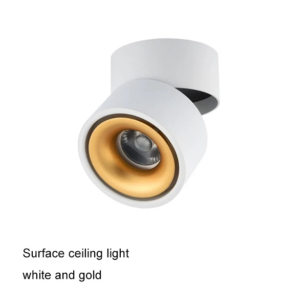 white and gold Surface Mounted LED Ceiling Lights Kitchen Fixtures COB Back ground Spot Lamp Angle Adjustable Black White Lampshade AC85-265V - Цвет корпуса: white and gold