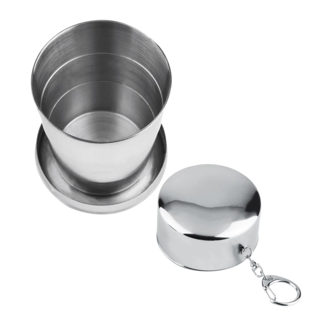Portable Stainless Steel Camping Folding Cup Retractable Outdoor Travel Collapsible Drinkware 75/140ml | Дом и сад