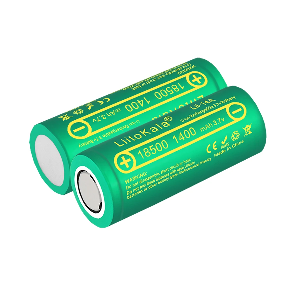 

LiitoKala Lii-14A 18500 1400mAh 3.7V 18500 Battery Rechargeable Battery Recarregavel Lithium Li-ion Batteies For LED Flashlight