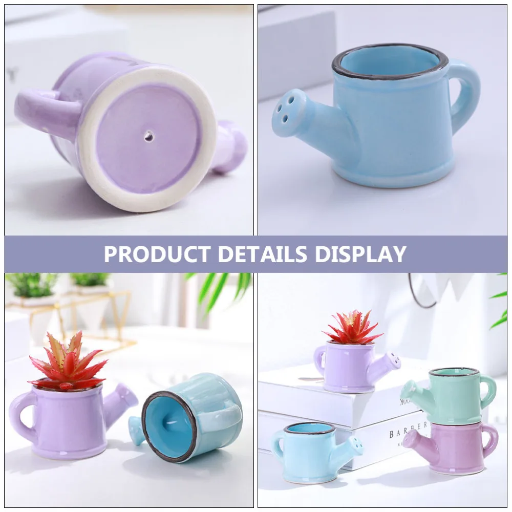 

2pcs Ceramics Flower Watering Pots Garden Watering Pot for Home (Purple, Blue)