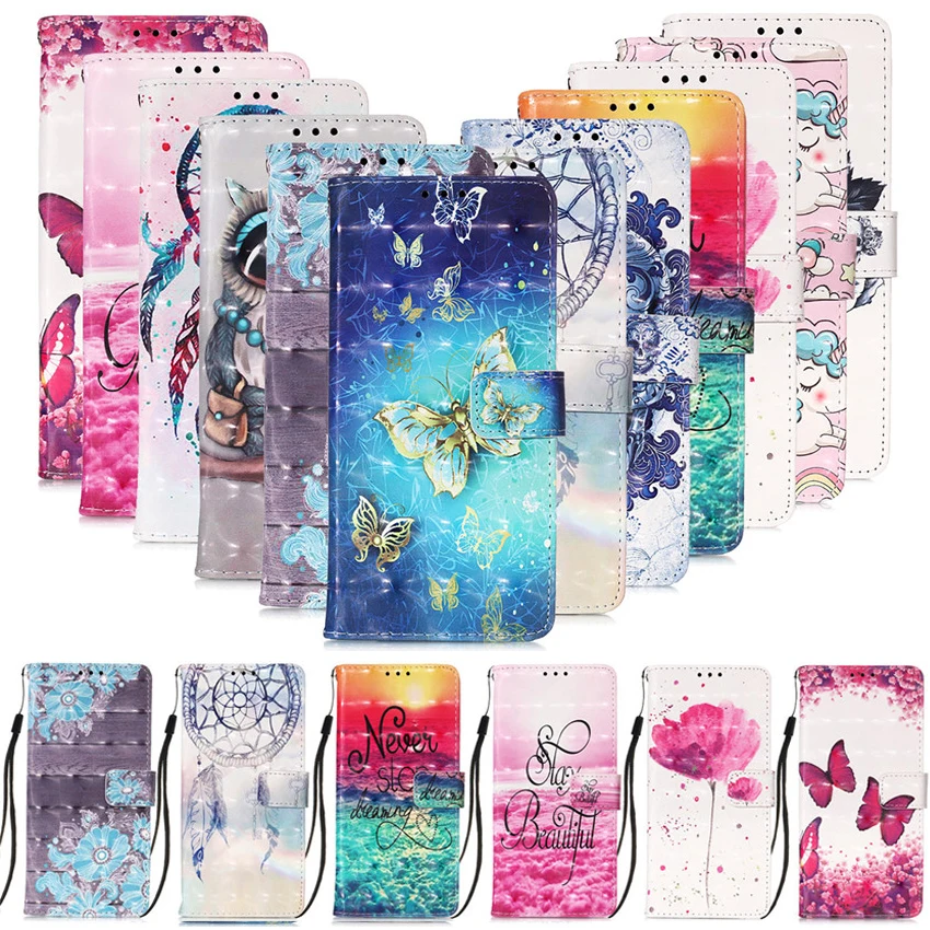3D чехол для Huawei P20 P30 P40 Lite Pro E P Smart Z 2019 2020 Y5 2018 Y5P Y6P Магнитный Флип-кошелек с
