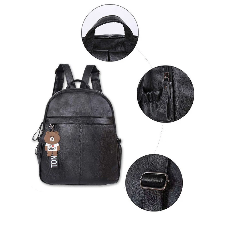 

New Women PU Leather Small Backpack Fashion Schoolbags For Teenage Girls Female Shoulder Bag Ladies Travel Back Pack Mochila