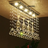 modern crystal chandelier led wine glass chandeliers lighting fixture american bar counter dining room restaurant cups lamps