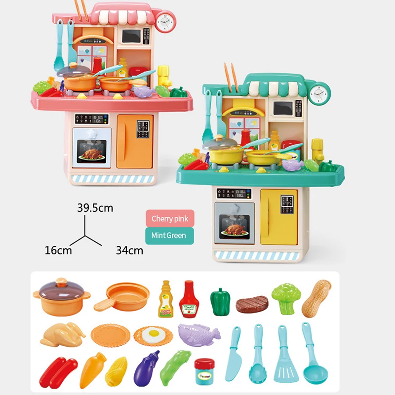 23/26Pcs Kid Kitchen Toy Simulation Spray Water Dinnerware Pretend Play Cooking Table Set Children's Gift |