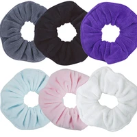 new women large wide microfiber hair drying scrunchies towel hair band for frizz free solid rubber band hair tie for sport yoga