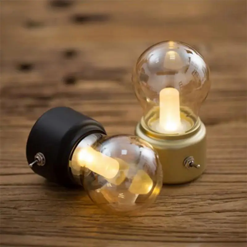 Retro USB  Rechargeable LED Bulb Night Light 5V LED Nostalgic Bedside Table Lamp Atmosphere Lamp Desk Decoration Night Lights