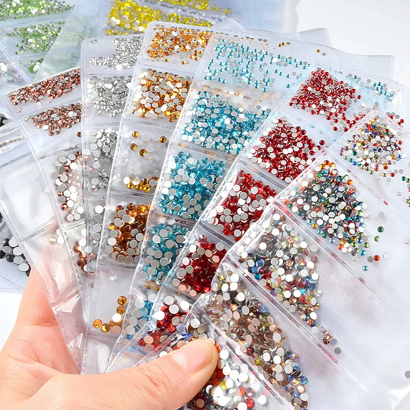 

20 Color 6 Size Nail Art Decorations Rhinestone DIY Nail Ornament Flat Bottom Glass Size Sub-Packaging Trade a Crystal