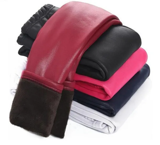 Детские теплые брюки леггинсы из искусственной кожи Леггинсы для маленьких