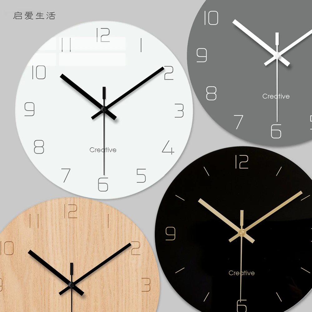 Стеклянные Настенные часы для гостиной дома креативные закаленное стекло