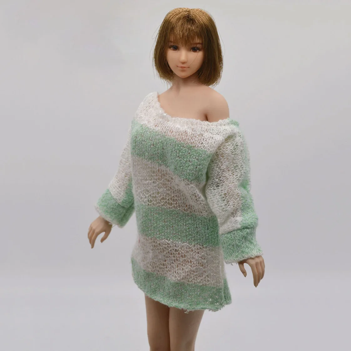 

1/6 Female Soldier Loose Striped Sweater Clothes Model For 12" Action Figure Body Doll