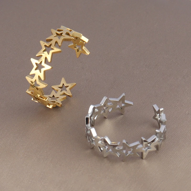 Женские открытые кольца из нержавеющей стали 316L, Женское кольцо со звездой, модное женское открытое регулируемое кольцо, ювелирные изделия оптом