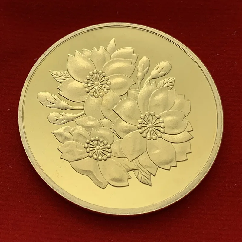 Japanese Flower Sakura Goddess Gold Plated Medal Collectible Coin Badge Gift | Non-currency Coins