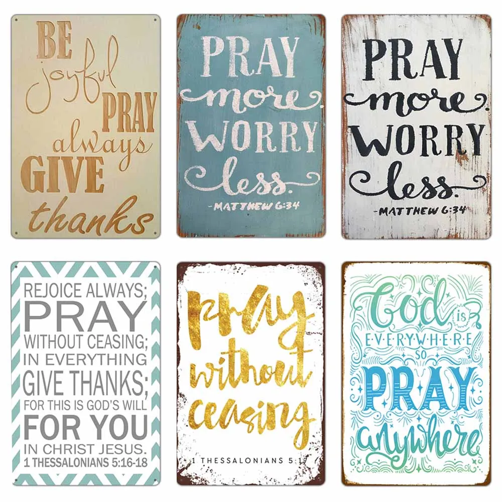 

Church Pray Every Day Poster Retro Metal Tin Signs Plate 20x30cm Vintage Poster For Home Decoration Believer Bedroom Wall Decor