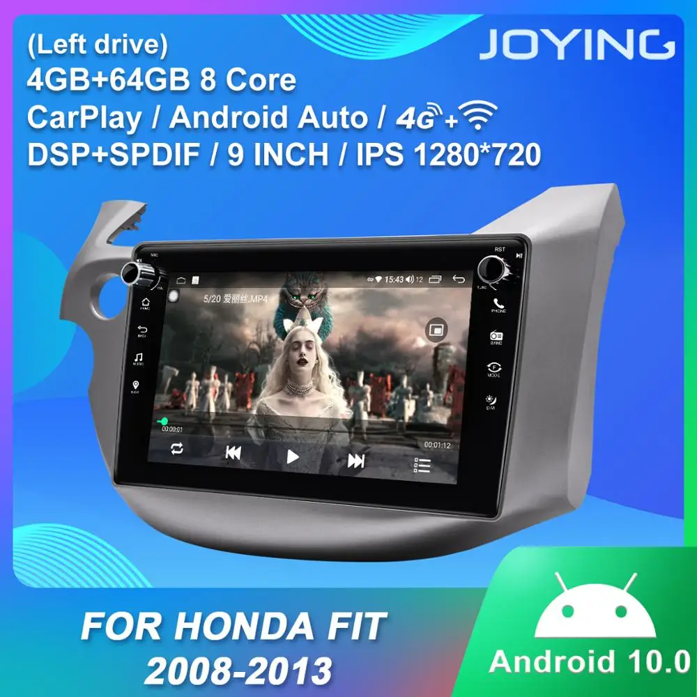 구매 안드로이드 자동차 라디오 플레이어, 4GB RAM GPS 네비게이션 지원, 무선 카플레이/안드로이드 오토/4G 스테레오 BT, 혼다 핏 2008-2013 IPS