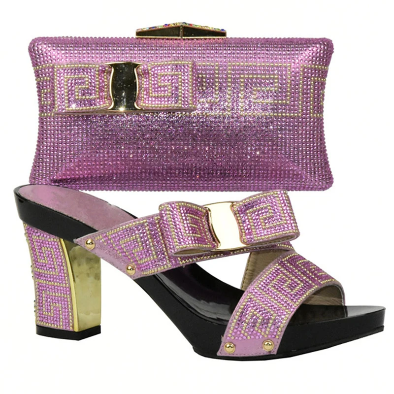 Women Shoes and Bag Set In Italy Black Color African Italian Sets Decorated with Rhinestone Nigerian | Обувь