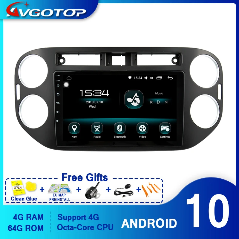AVGOTOP телефон ANDROID 10 0 Авто 2DIN радио GPS для VOLKSWAGEN 2013 2015 Tiguan 4 Гб RAM WIFI