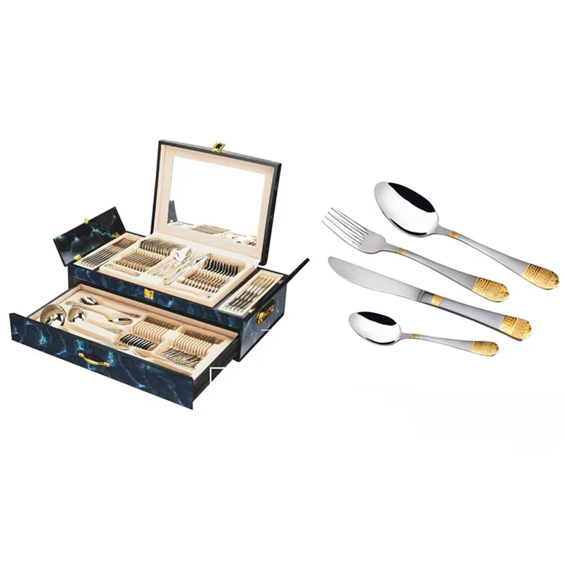 72 шт. столовые приборы из нержавеющей стали Ложка Вилка Нож палочки для еды