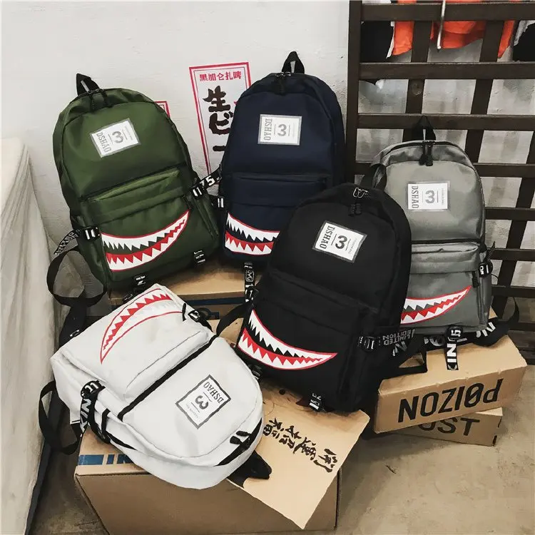 

Модный повседневный школьный рюкзак Shark Mouth с мультипликационным принтом, дорожный лагерь, деловые нейлоновые сумки для книг, вместительные...