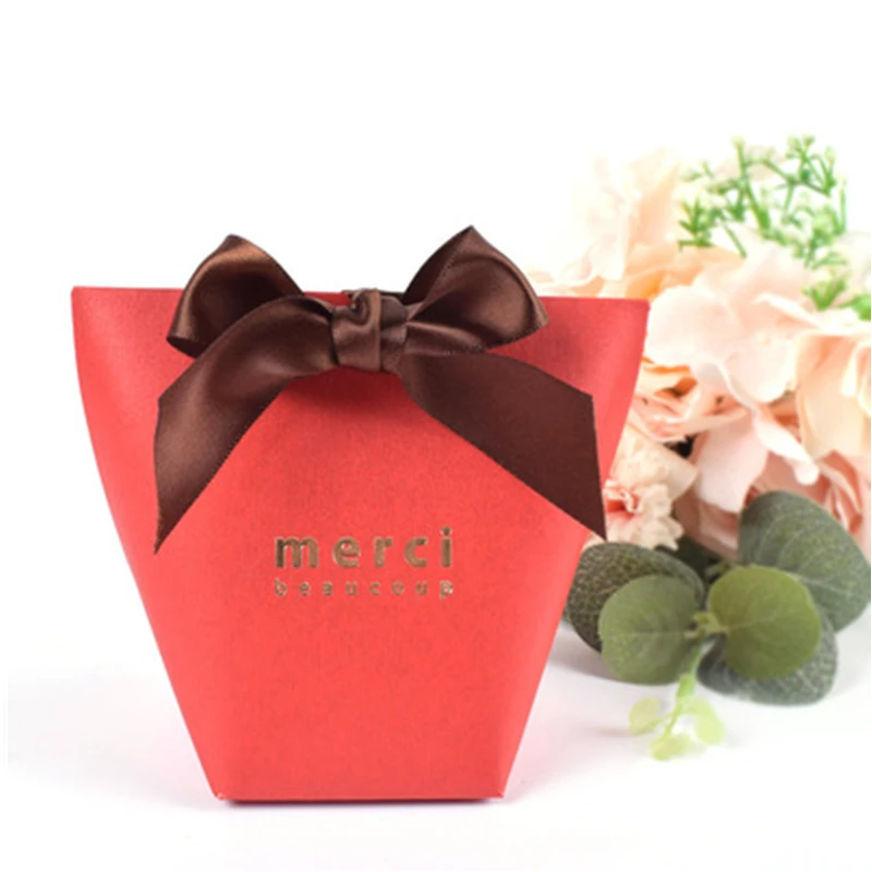 merci 16.5x13.5cm 5 шт. высококлассные черно-белые бронзовые "Merci" Сумки для конфет французские спасибо Свадебные сувениры Подарочная коробка посылка на день рождения - Цвет: merci 16.5x13.5cm