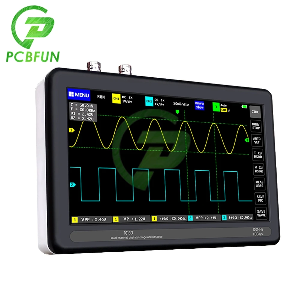 Цифровой планшетный осциллограф 1013D 2 канала полоса пропускания 100 м частота