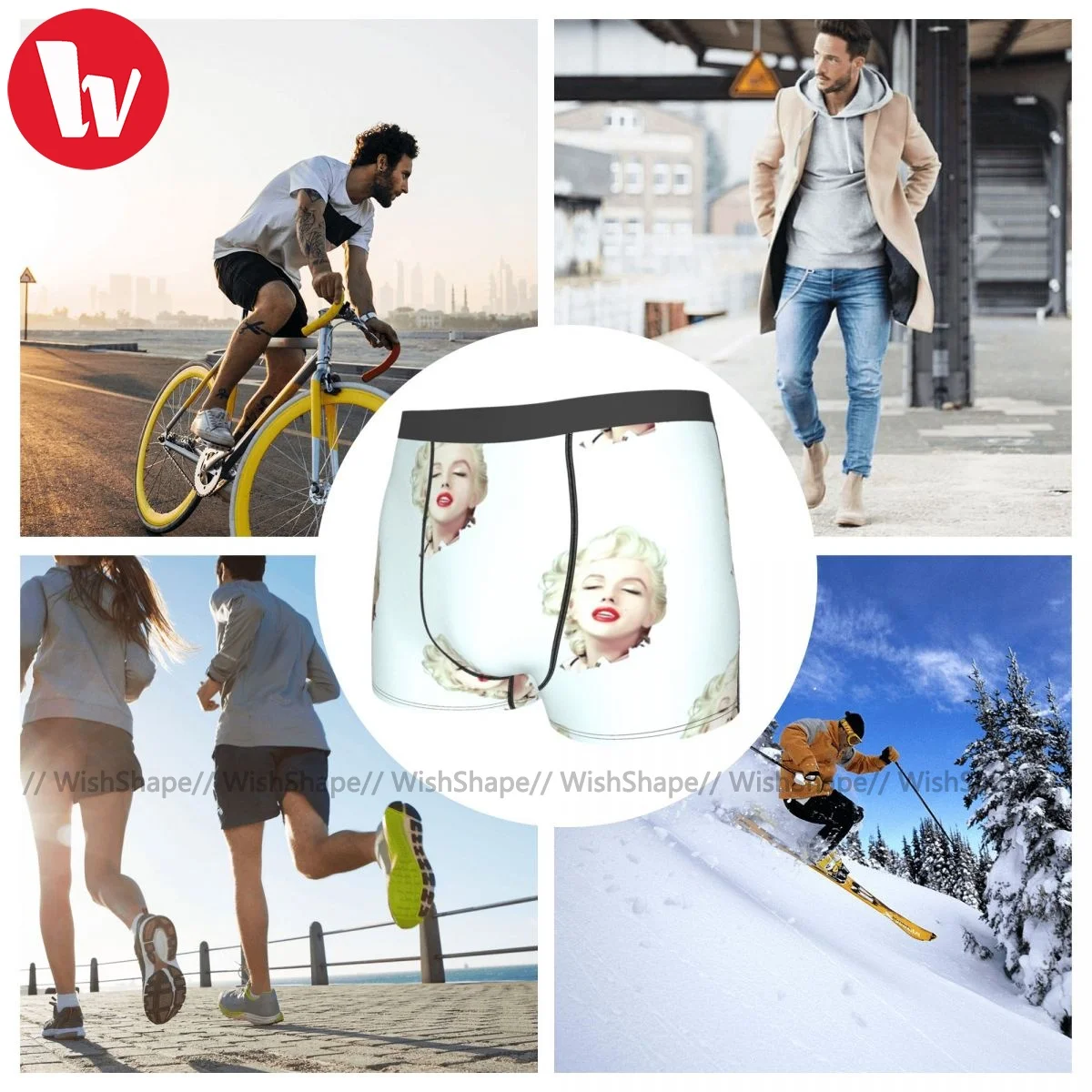 

Hollywood Underwear Design Polyester Sublimation Trunk Hot Youth Sexy Boxer Brief