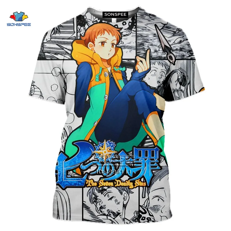 

SONSPEE Anime The Seven Deadly Sins Men's T-shirt 3D Print Japan Manga Women Summer Casual Gym Shirt Meliodas Estarossa Ban