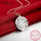 Круглый Кулон-фоторамка MEEKCAT из стерлингового серебра 925 пробы, ожерелье 18 дюймов, цепочка под змею для женщин, свадебные ювелирные изделия для помолвки