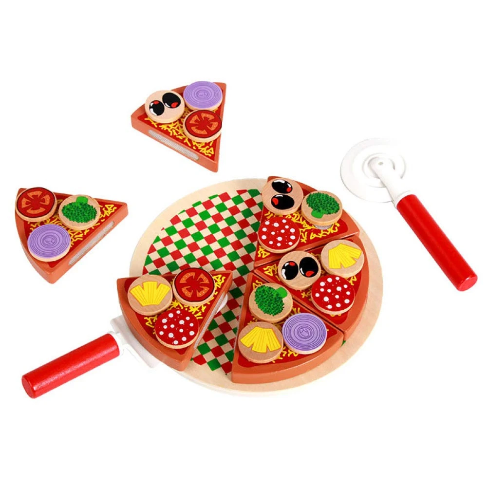 Деревянный Набор для пиццы Детские ролевые игры игрушки приготовления пищи