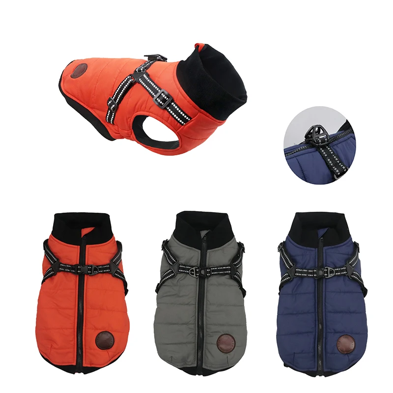 Зимняя Теплая Одежда для собак водонепроницаемый жилет на молнии куртка пальто с