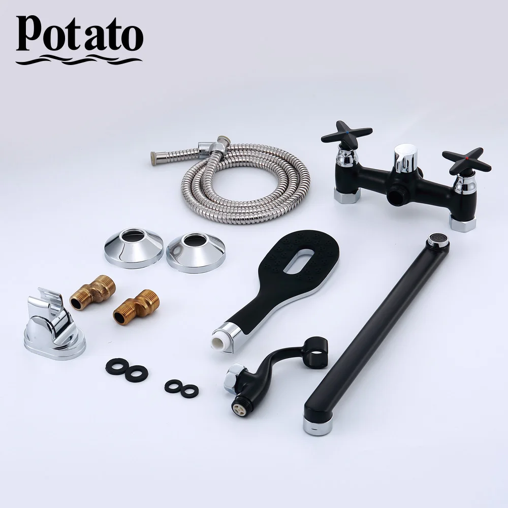 potato bathroom faucets modern new products black or white dual control of cold and hot water with shower head p22322 free global shipping