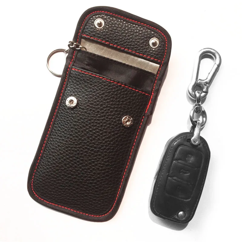 

Schwarz RFID Key Bag Security Key ring WIFI Waterproof Leakage Leather