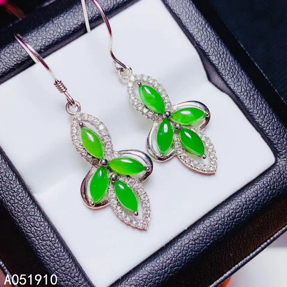 

KJJEAXCMY boutique jewelry 925 sterling silver inlaid Natural jasper Fine Women's earrings support detection classic