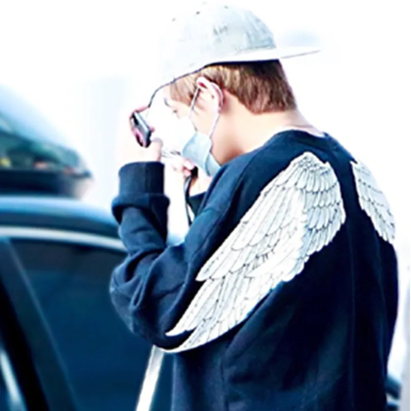 Kpop Bangtan Boys Kim Tae Hyung белый пуловер с крыльями толстовка без капюшона для мужчин и