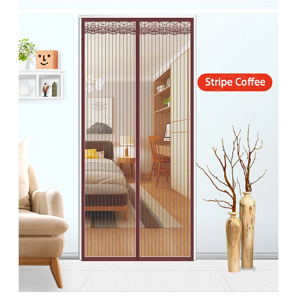 Summer Anti Mosquito&Fly Insect Bug Net Curtains Magnetic Door Mesh Screen Heavy Fabric Screen Full Frame Adhesive Wire Strip