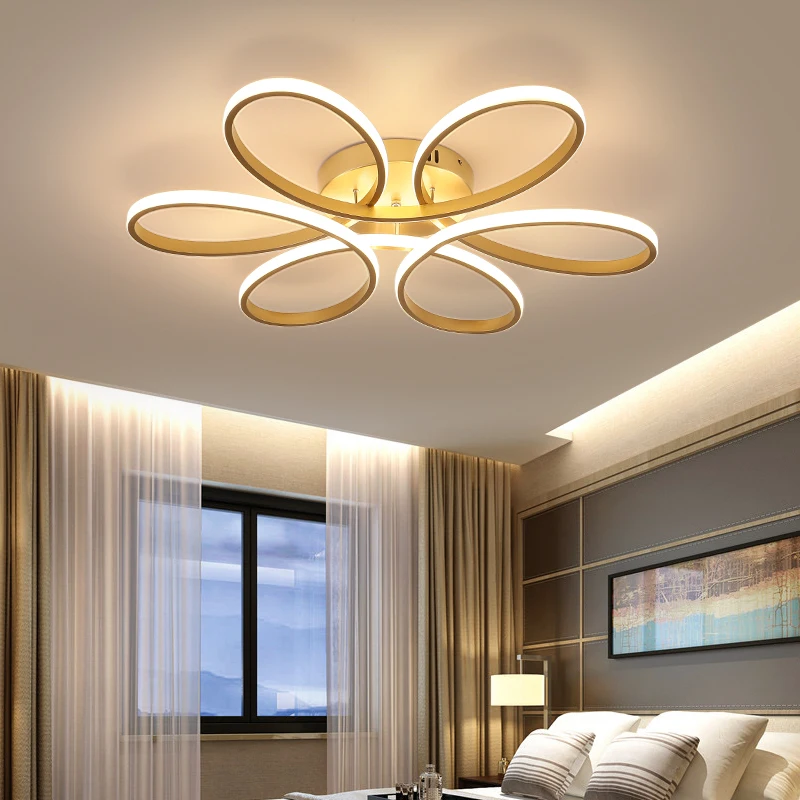 

Surface Mounted Aluminum LED Ceiling Lights Gold Petal For Bedroom Living Room Dining Room Hall Villa Indoor Home Lamps Fixtures