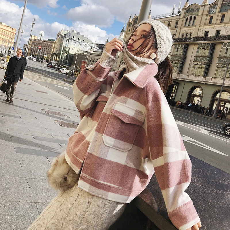 Шерстяная короткая женская куртка 2019 осенне-зимняя одежда новое шерстяное