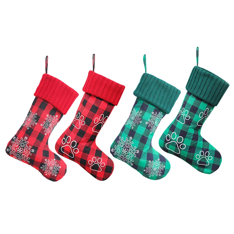 

8 шт., подвесные рождественские чулки в клетку