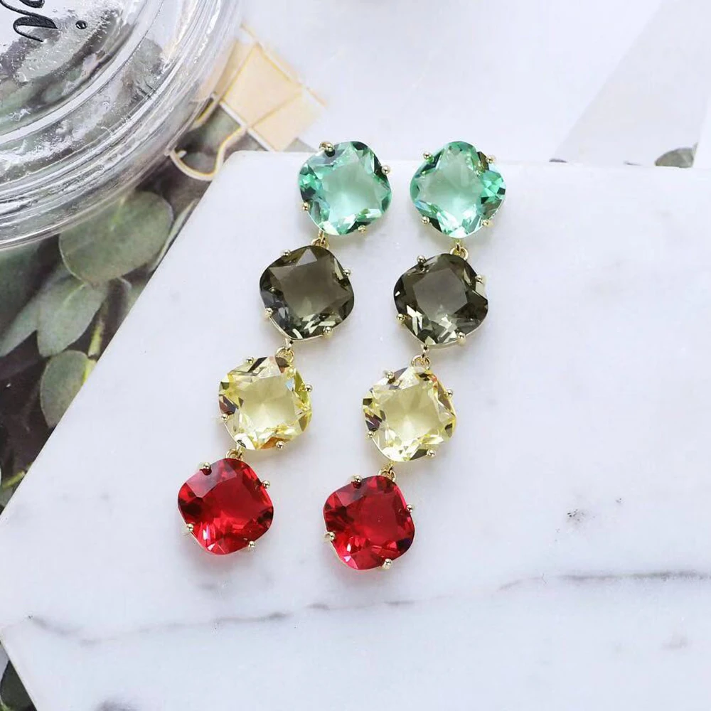 Модные изысканные дизайнерские серьги HIBRIDE с разноцветными фианитами для женщин