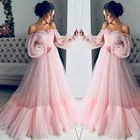 Женское вечернее платье с цветочным кружевом, длинным рукавом и открытыми плечами, платье для свадебной вечеринки, торжественное платье для выпускного вечера, Robe De Soiree
