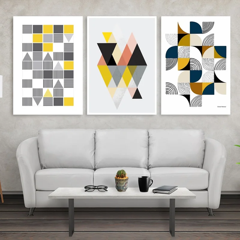 

Colorful Abstract Geometric Canvas Paintings Color Matching Decor Pictures For Living Room Hotel Bedroom Wall Art Poster