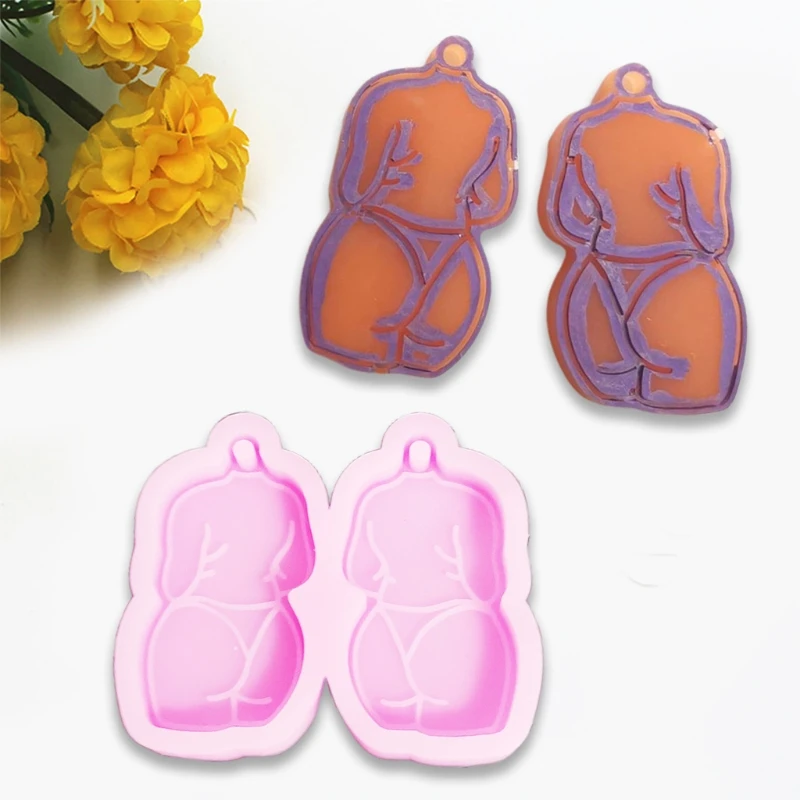 

Handmade Sexy Woman Pendant Earrings Keychain Silicone Mold with Hole Woman Back View Resin Casting Mold Craft