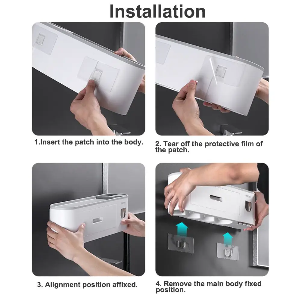 

Toothbrush Holder Wall Automatic Toothpaste Squeezer Dispenser Magnetic Cup Storage Rack Bathroom Accessories