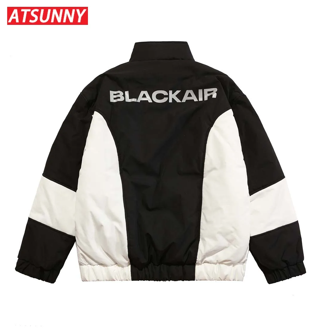 ATSUNNY Patchwork Heart Padded Jacket for Men Stitching Color Love Thick Coat Winter Retro Oversized Cotton Jacket Streetwear