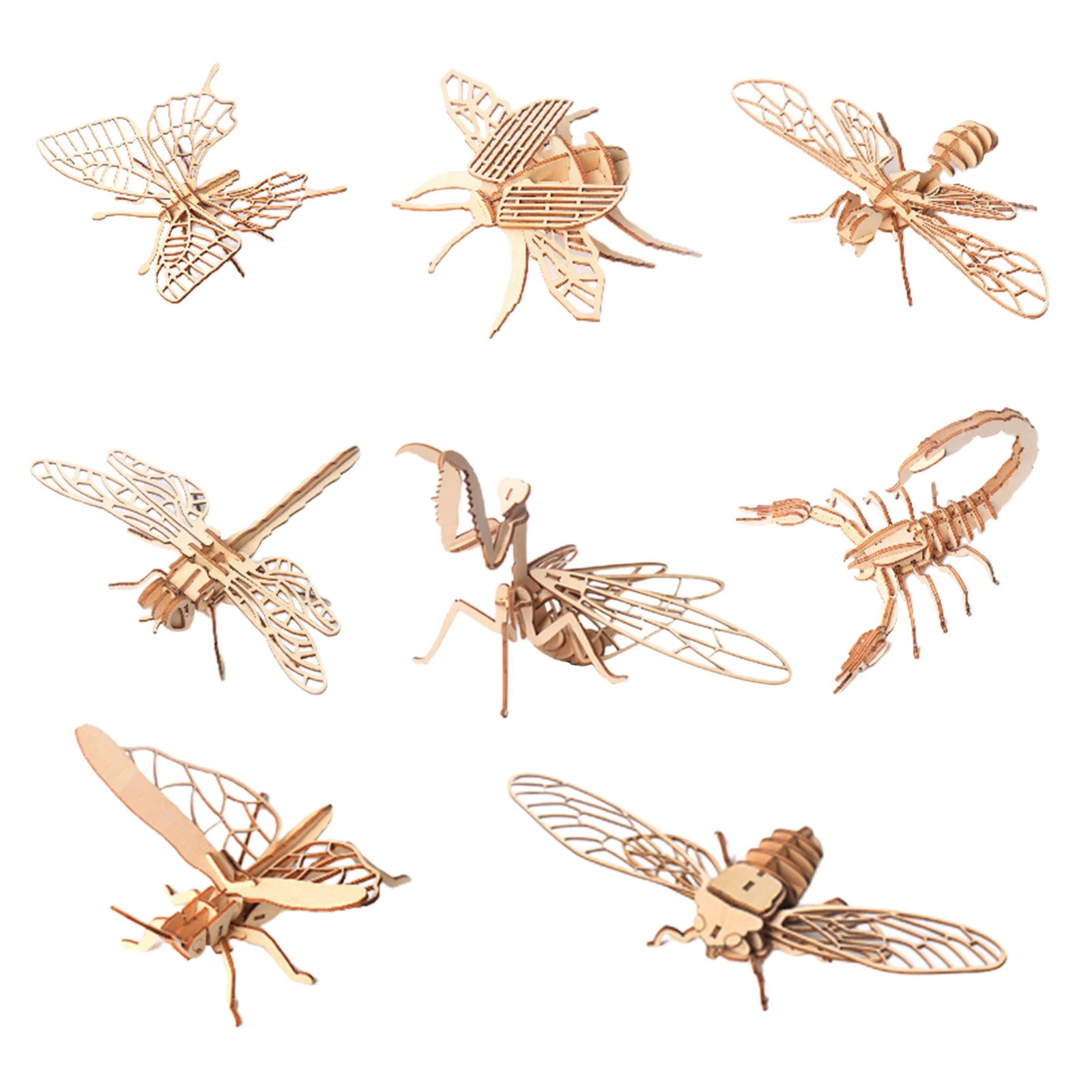 

Baby Toy Montessori 3D Puzzle DIY Jigsaw Board Wooden Puzzle Insect Animal Handmade Educational Assembly Toy Gift for Children