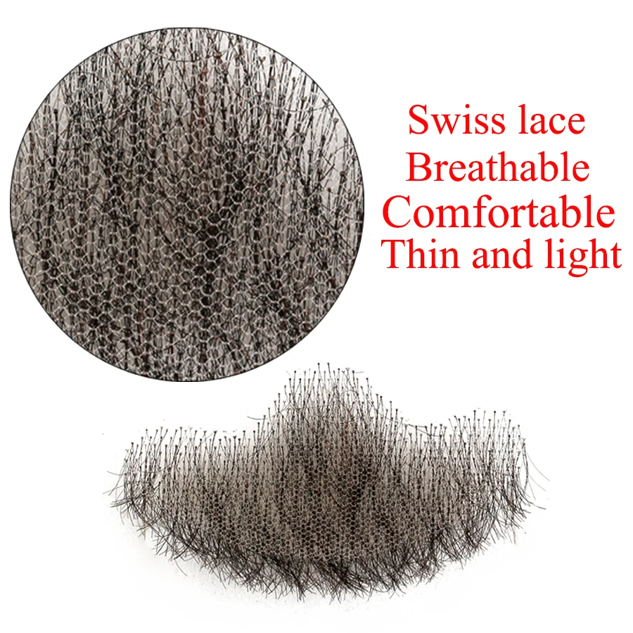 Alileader Fake Beard Hand Made Mustache 100% Real Human Hair Swiss Lace For Men Soft And Breadthable | Шиньоны и парики